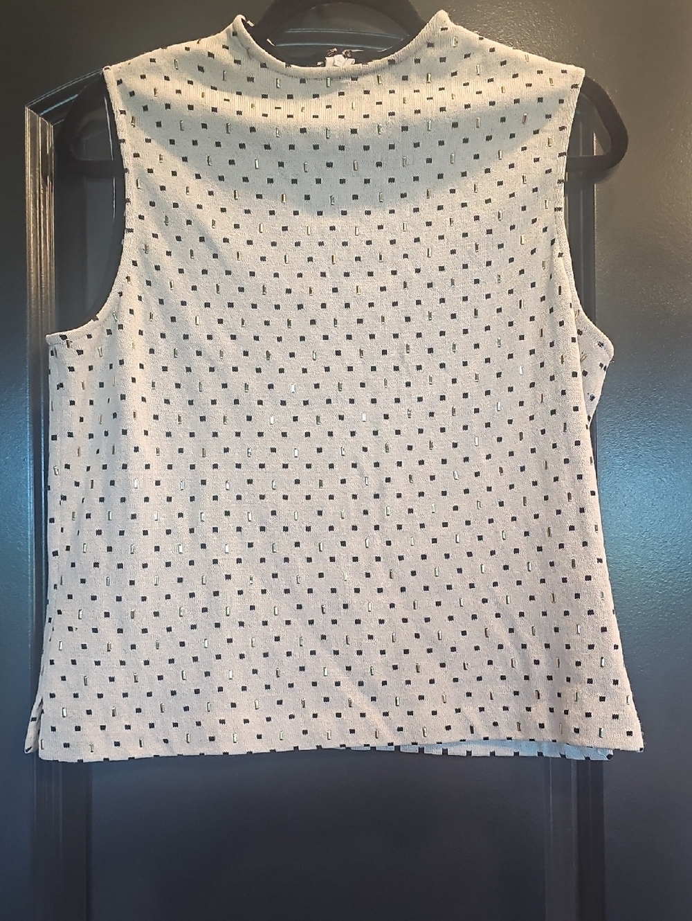 St John Sleeveless Knit Top With Metallic Accents